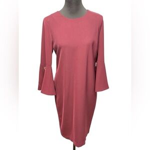 Carmen Marc Valvo 8 Burgundy Sheath Dress Bell Sleeve Holiday Cocktail Party